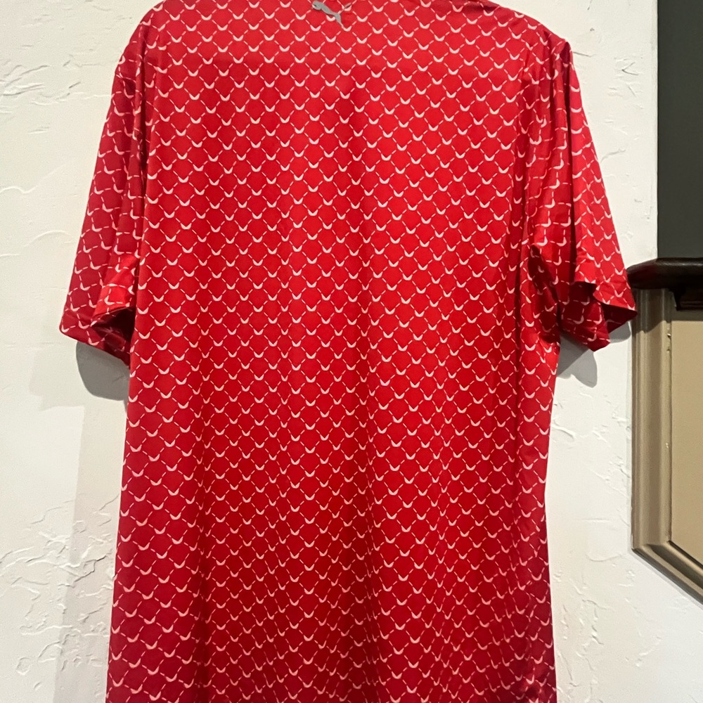 Puma Red Geometric Polo Shirt - Picture 2 of 4